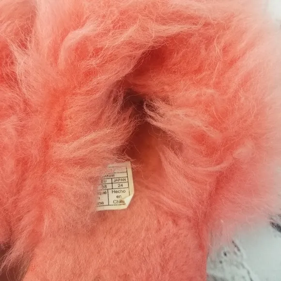 Ugg neon coral peach shearling  scruff slides slippers