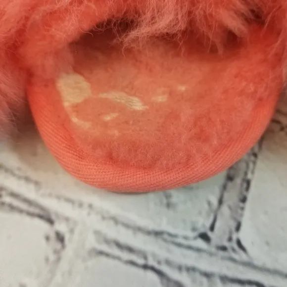 Ugg neon coral peach shearling  scruff slides slippers