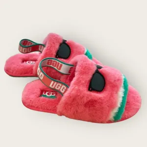 Ugg New Plush Girl’s Watermelon Sandals Size:10 (little Kid)  Pink Fluff Yeah