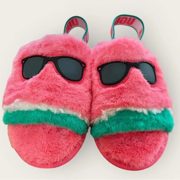 Ugg New Plush Girl’s Watermelon Sandals Size:10 (little Kid)  Pink Fluff Yeah