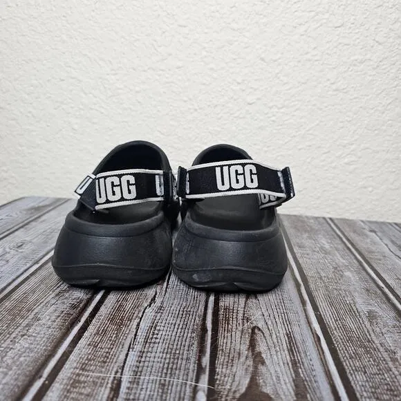 Ugg sport yeah sliders in black comfort slip on sandals youth size 1.5