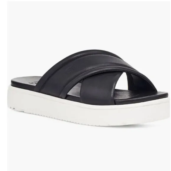 UGG® Women's Zayne Crossband Slide Sandals Black White