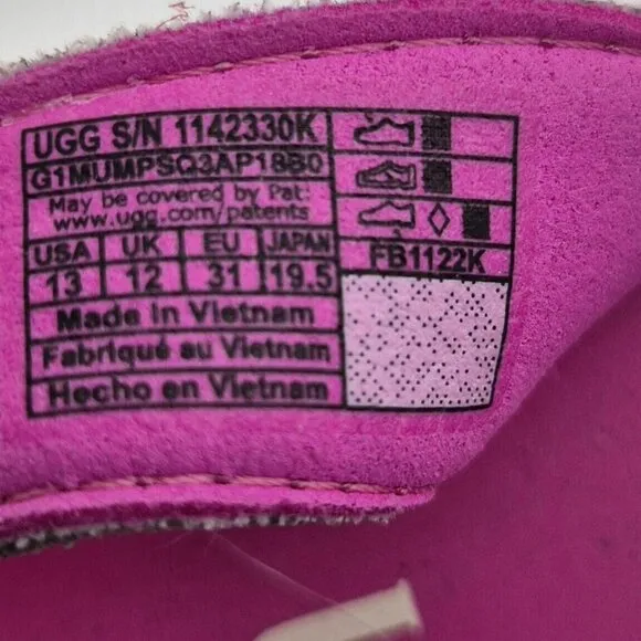 UGG Youth Girl Size 10 Sandals Slip On Shoes Slide Slipper Ankle Strap Pink 150