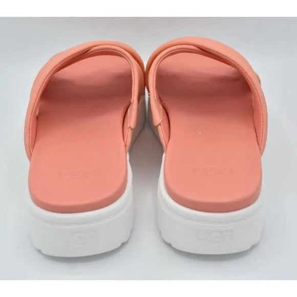 Ugg Women Size 11 Zayne Crossband Starfish Pink Leather Platform Sandals Slides