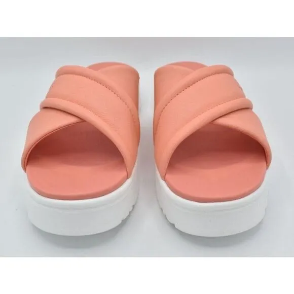 Ugg Women Size 9.5 Zayne Crossband Starfish Pink Leather Platform Sandals Slides