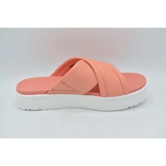 Ugg Women Size 9.5 Zayne Crossband Starfish Pink Leather Platform Sandals Slides