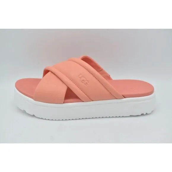 Ugg Women Size 9.5 Zayne Crossband Starfish Pink Leather Platform Sandals Slides