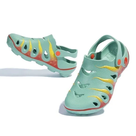 UIN Women's Garden Shoes Beach Slippers Sandals (Green &amp; Red Octopus)