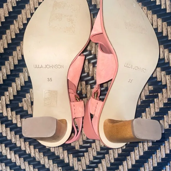Ulla Johnson Filippa Suede Heeled Sandals Salmon Pink Size 35 / US 5 – NWOB