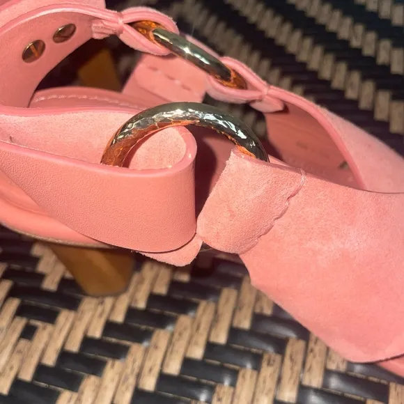 Ulla Johnson Filippa Suede Heeled Sandals Salmon Pink Size 35 / US 5 – NWOB