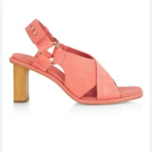 Ulla Johnson Filippa Suede Heeled Sandals Salmon Pink Size 35 / US 5 – NWOB