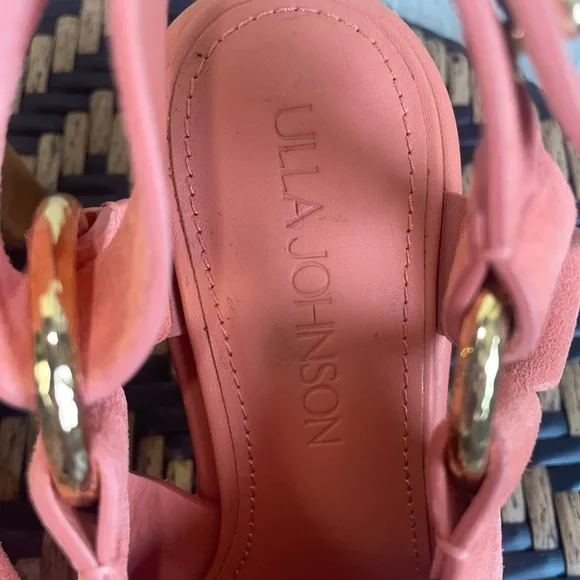 Ulla Johnson Filippa Suede Heeled Sandals Salmon Pink Size 35 / US 5 – NWOB