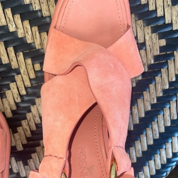 Ulla Johnson Filippa Suede Heeled Sandals Salmon Pink Size 35 / US 5 – NWOB