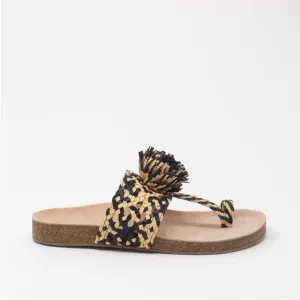 Ulla Johnson Netta Sandal Melange Black and Cream Size 37 Size 7 US Toe Strap
