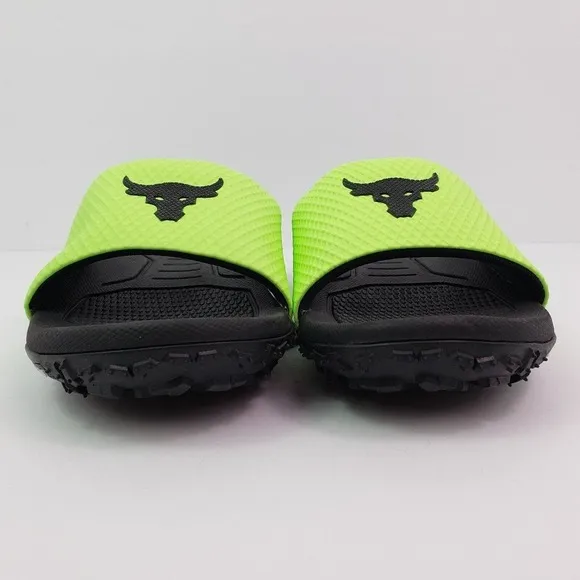 Under Armour Project Rock SL 2.0 Mens Size 8 Slip On Brahma Bull Slide Sandals