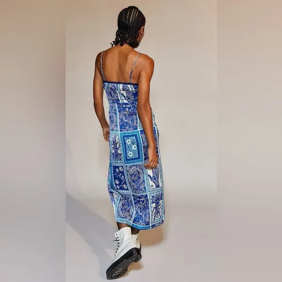 Urban Outfitters Blue Celestial Postcard Print SlipDress Whimsigptth Vacation XS