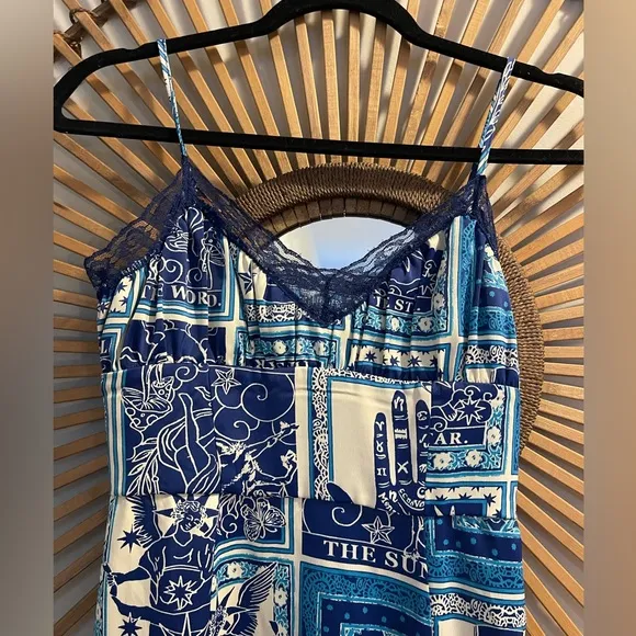 Urban Outfitters Blue Celestial Postcard Print SlipDress Whimsigptth Vacation XS