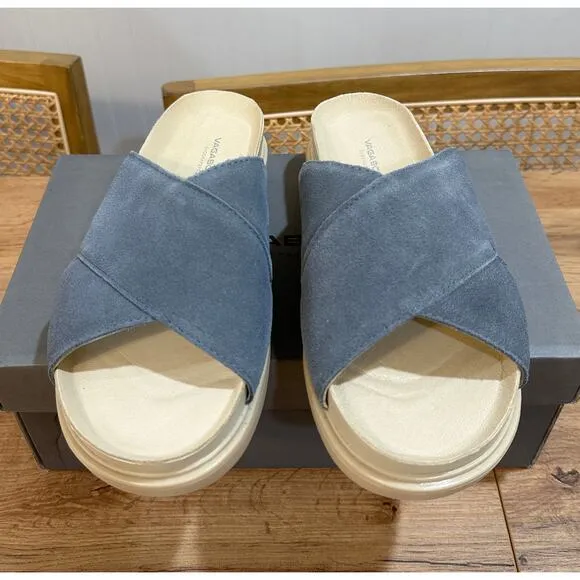 Vagabond Erin Sandals Dusty Blue Suede Size 38 EU 7.5 US NIB