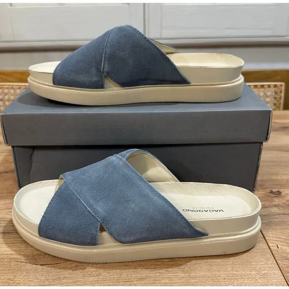 Vagabond Erin Sandals Dusty Blue Suede Size 38 EU 7.5 US NIB