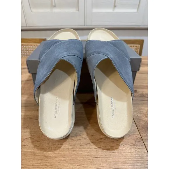 Vagabond Erin Sandals Dusty Blue Suede Size 38 EU 7.5 US NIB
