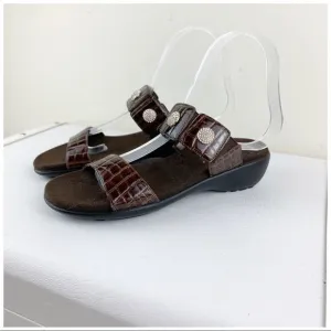 Vaneli Sport Brown Embossed  Wedge Comfort Sandal