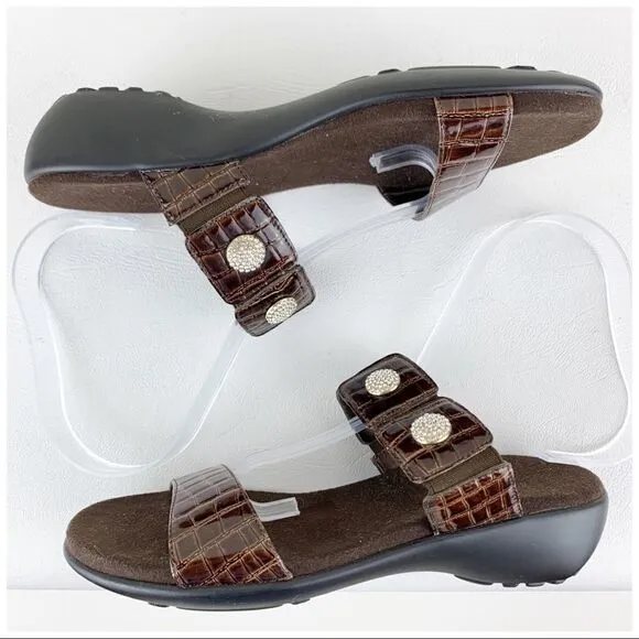 Vaneli Sport Brown Embossed  Wedge Comfort Sandal