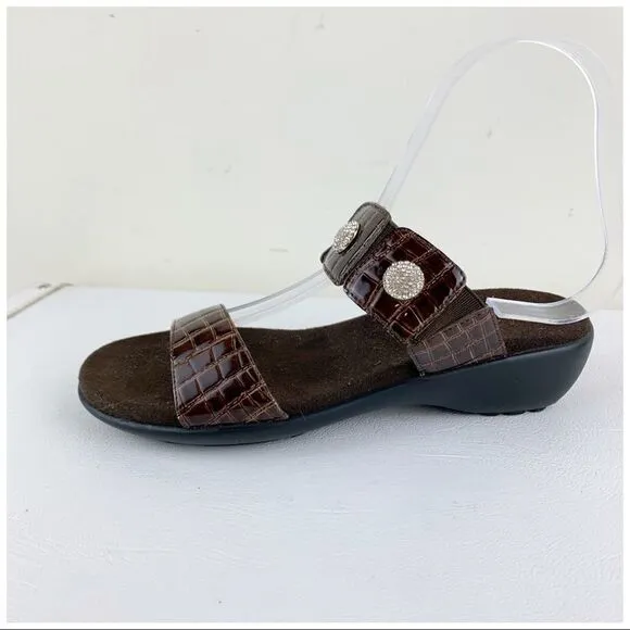 Vaneli Sport Brown Embossed  Wedge Comfort Sandal