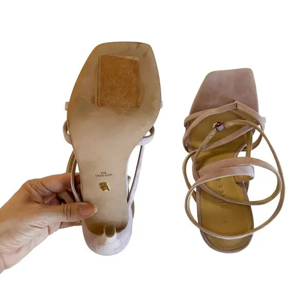 Veronica Beard Abriella Suede Strappy Ankle Wrap Thong Sandals in Lavender Sz 6
