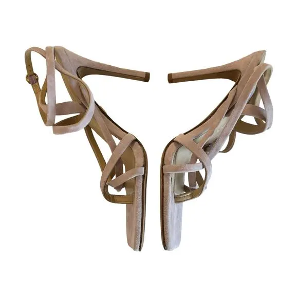 Veronica Beard Abriella Suede Strappy Ankle Wrap Thong Sandals in Lavender Sz 6