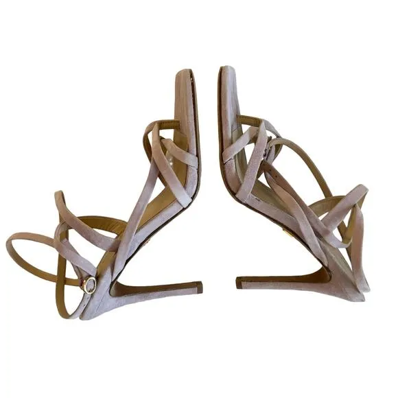 Veronica Beard Abriella Suede Strappy Ankle Wrap Thong Sandals in Lavender Sz 6