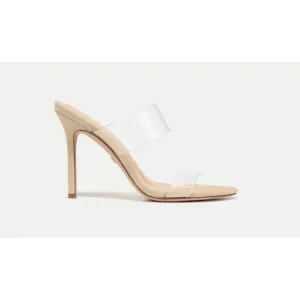 Veronica Beard Asha Heeled Sandals Women's Size 9 Ecru Clear Suede Sexy