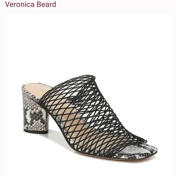 VERONICA BEARD Block Heel Mule in snake print leather Size 10 Brand New
