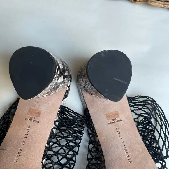 VERONICA BEARD Block Heel Mule in snake print leather Size 10 Brand New