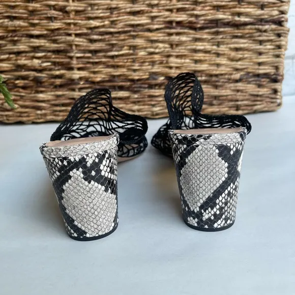 VERONICA BEARD Block Heel Mule in snake print leather Size 10 Brand New