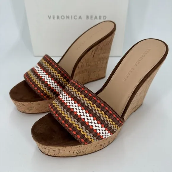 Veronica Beard Dali Cork Wedge Sandals size 9.5 Women's Slip-on Style