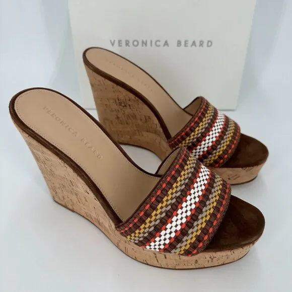 Veronica Beard Dali Cork Wedge Sandals size 9.5 Women's Slip-on Style