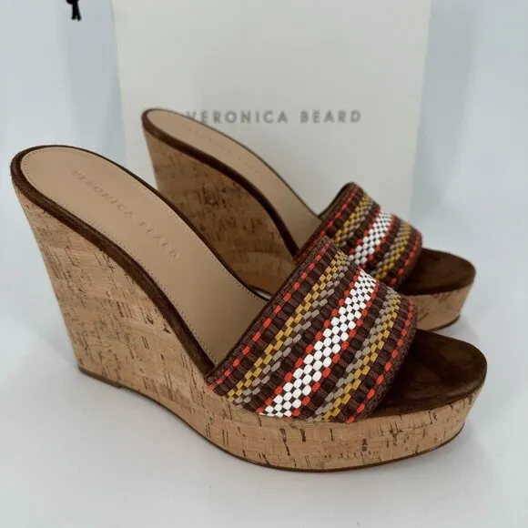 Veronica Beard Dali Cork Wedge Sandals size 9.5 Women's Slip-on Style