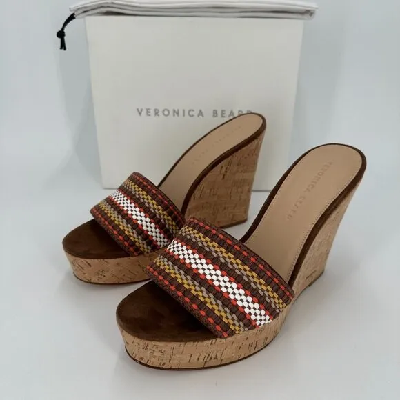 Veronica Beard Dali Cork Wedge Sandals size 9.5 Women's Slip-on Style