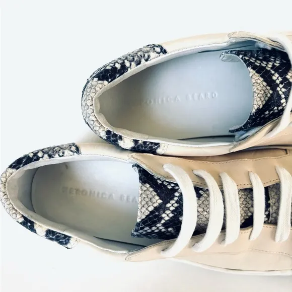 Veronica Beard | Leather Animal Print Accent | Low Top Sneakers