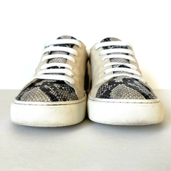 Veronica Beard | Leather Animal Print Accent | Low Top Sneakers