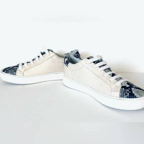 Veronica Beard | Leather Animal Print Accent | Low Top Sneakers