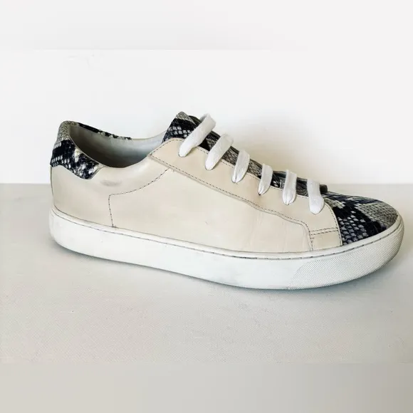 Veronica Beard | Leather Animal Print Accent | Low Top Sneakers