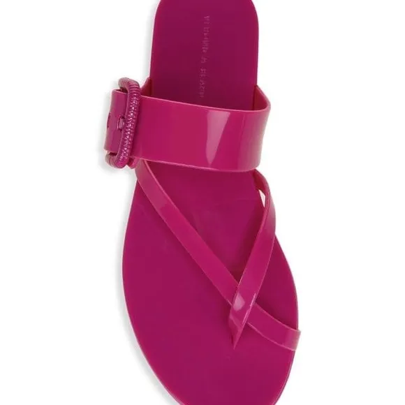 VERONICA BEARD Salva Jelly Flat Summer Beach Sandal Flip Flop Buckle Pink Size 8