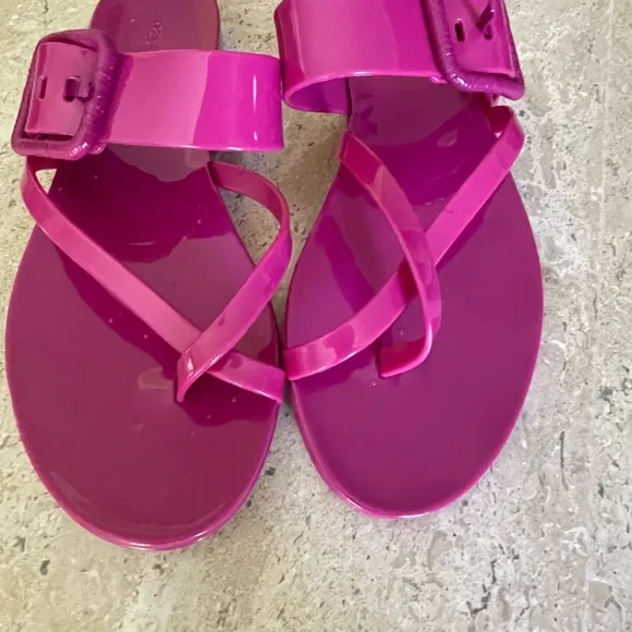 VERONICA BEARD Salva Jelly Flat Summer Beach Sandal Flip Flop Buckle Pink Size 8