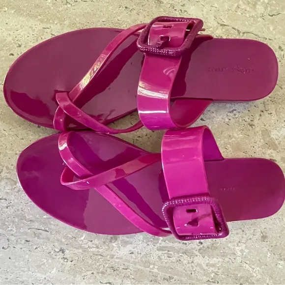VERONICA BEARD Salva Jelly Flat Summer Beach Sandal Flip Flop Buckle Pink Size 8