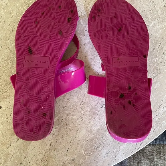 VERONICA BEARD Salva Jelly Flat Summer Beach Sandal Flip Flop Buckle Pink Size 8
