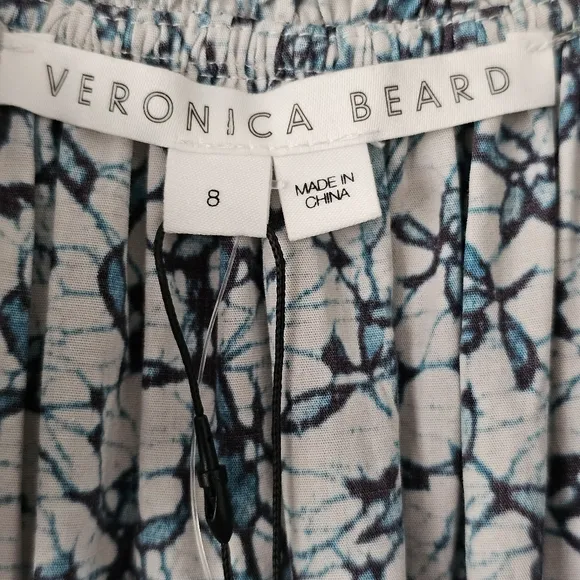Veronica Beard Zee Ruffle Batik Print Cotton Poplin Button-front Dress NWT Sz 8