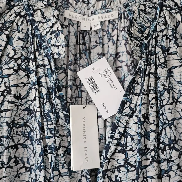Veronica Beard Zee Ruffle Batik Print Cotton Poplin Button-front Dress NWT Sz 8