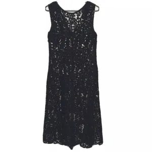 VERONIKA MAINE Lace Sleeveless Midi Dress Black V back size 8