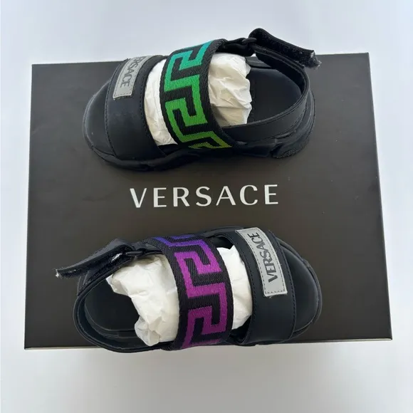 Versace Kids Black and Blue Sandals
